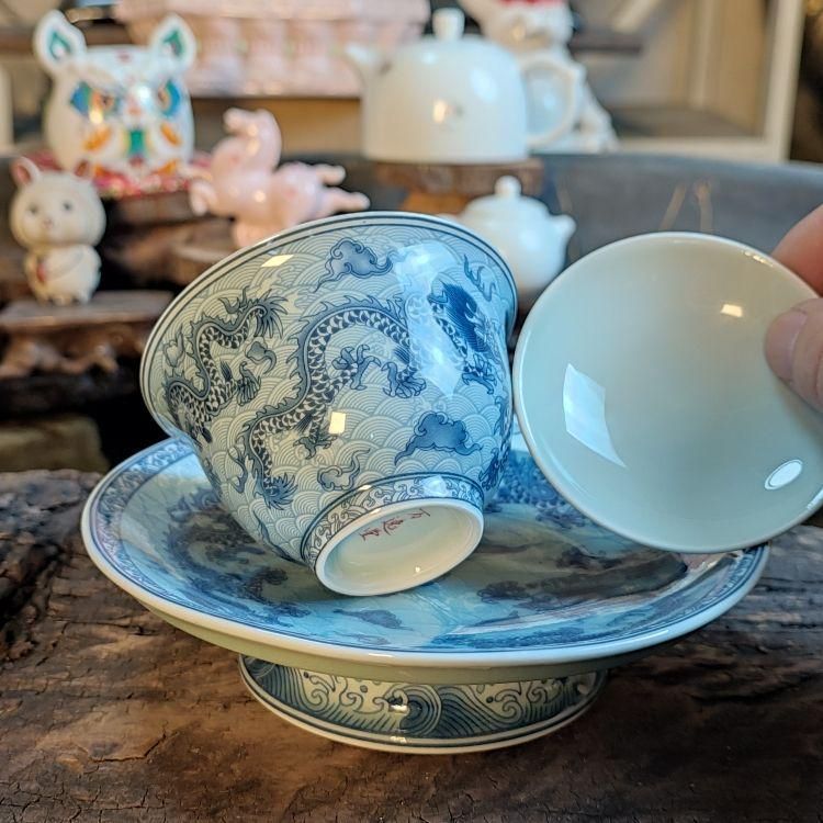 パステル緑海水竜紋蓋碗 中国茶器 景徳镇 蓋付き茶器 飲茶食器 煎茶具 未使用品 パステル緑海水竜紋蓋碗 中国茶器 景徳镇 蓋付き茶器 飲茶食器