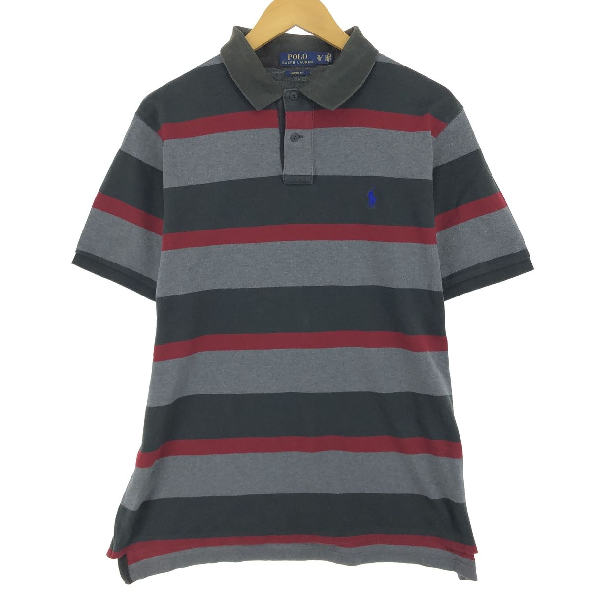 古着 ラルフローレン Ralph Lauren POLO RALPH LAUREN CUSTOM FIT マルチボーダー 半袖 ボーダー ポロシャツ メンズXL相当/eaa474083