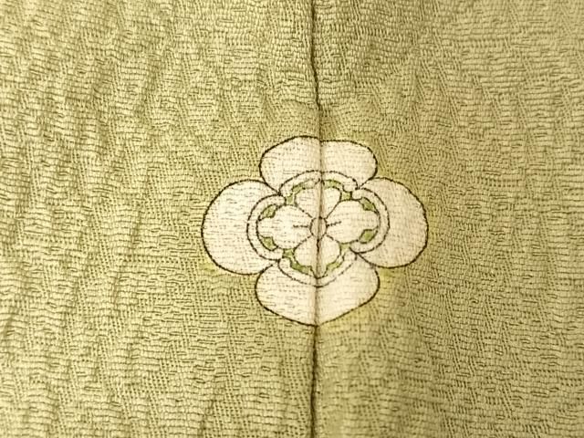 平和屋着物○上質な色無地 舞花地紋 若芽色 正絹 逸品 AABA4568np