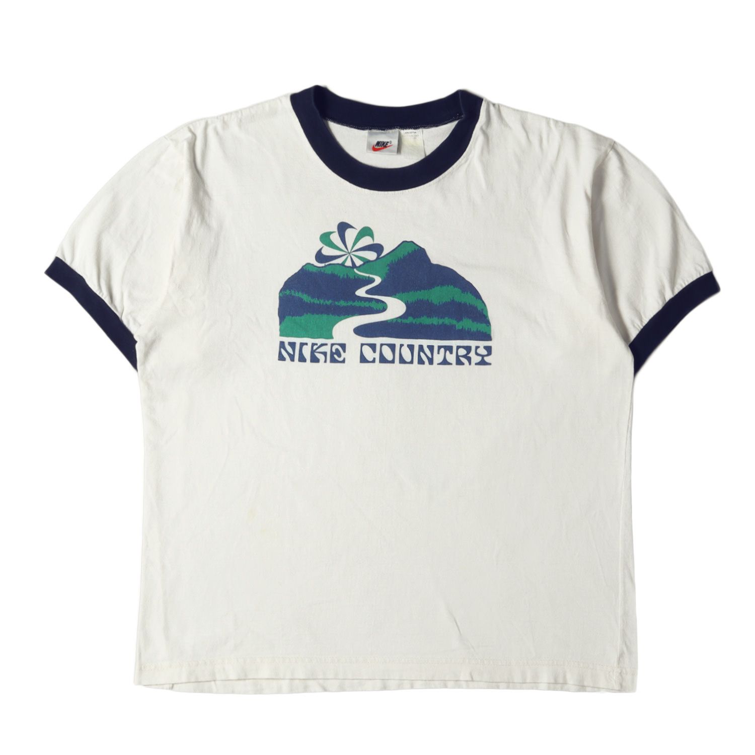 NIKE ナイキ Tシャツ サイズ:詳細参照(L位) 90s 風車 グラフィック 半袖 リンガー Tシャツ vintage ヴィンテージ ホワイト  ネイビー 白紺 90年代 トップス カットソー ブランド スポーツ スポーティー 古着 - メルカリ