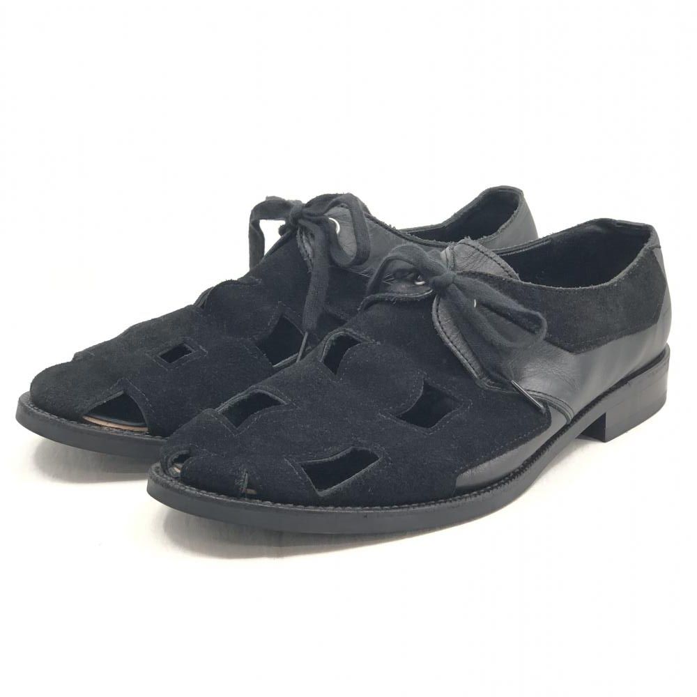 【中古】COMME des GARCONS HOMME PLUS スエードレザー切替シューズ サイズ26.0cm ブラック コムデギャルソン[17]