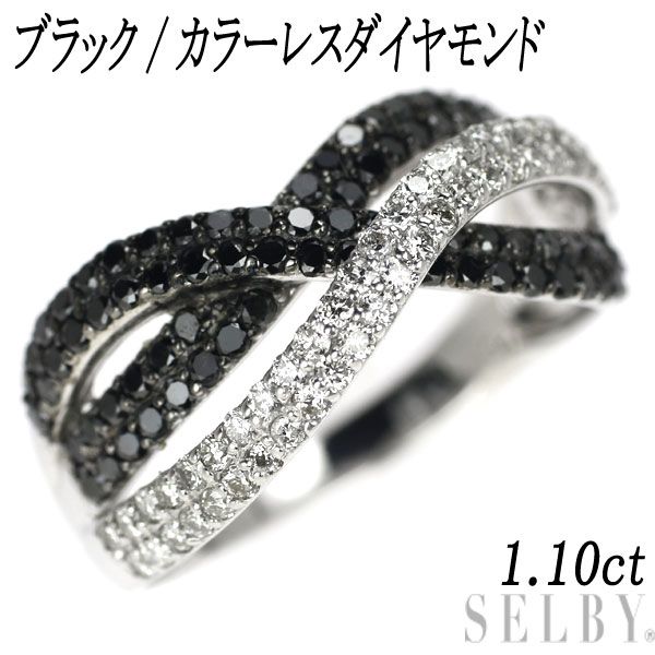 K18WG ブラック/カラーレス ダイヤモンド リング 1.10ct - メルカリ