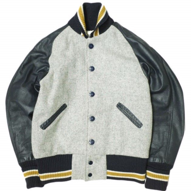 SKOOKUM スクーカム アメリカ製 AWARD JACKET 袖レザー アワードジャケット 30 GRAY NAVY スタジアムジャンパー スタジャン ファラオコート アウター g22638