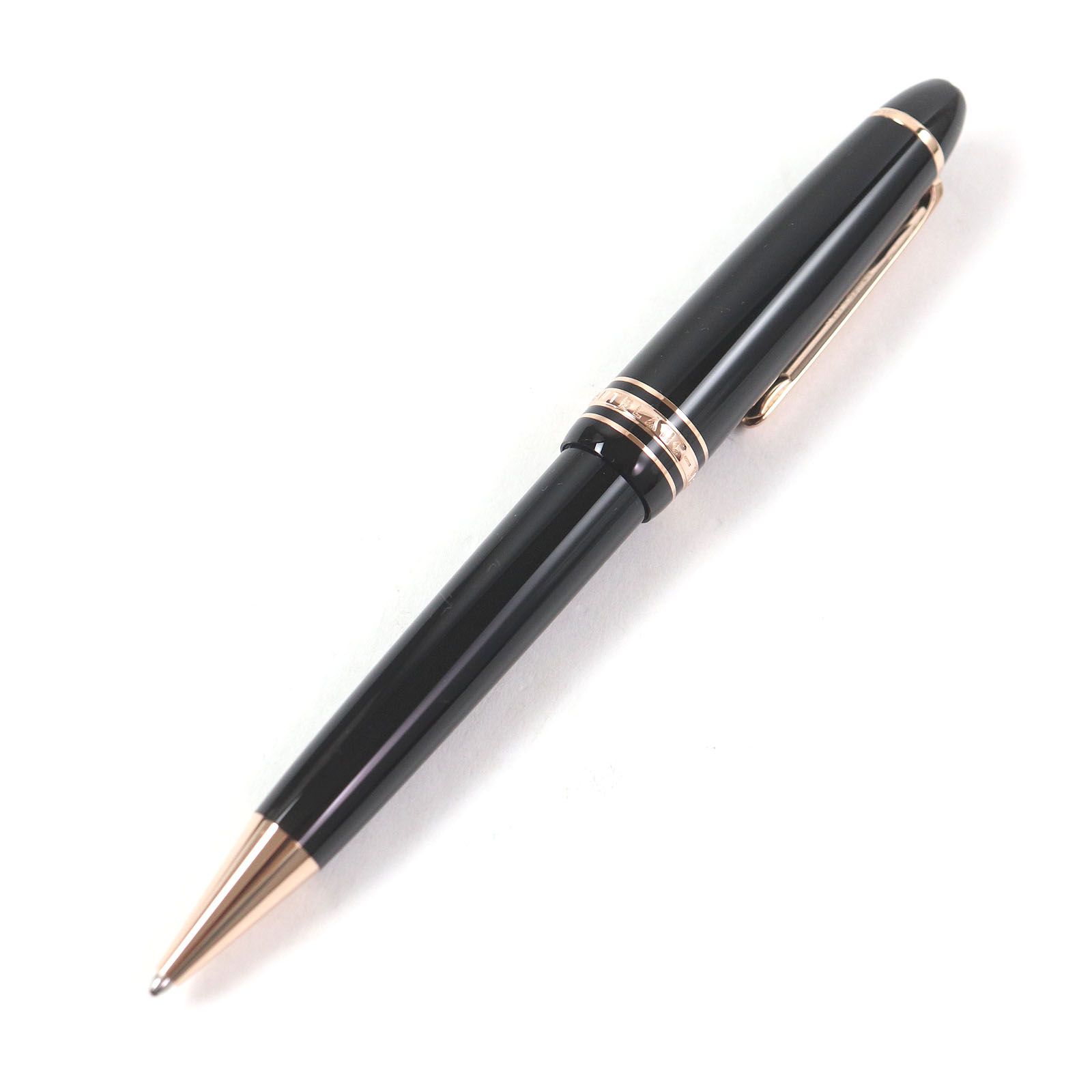 □MONTBLANC モンブラン マイスターシュテュック ローズゴールドコート ル グラン ツイスト式 ボールペン ブラック 箱 保存袋付き ドイツ製 メンズ 筆記 済み