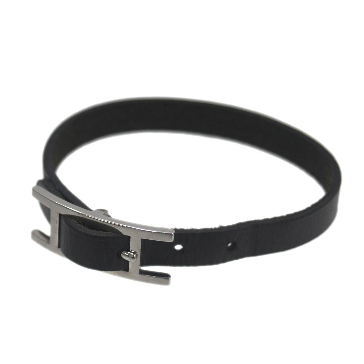HERMES/エルメス アピ3 レザーブレスレット アピ ブラック×シルバー 