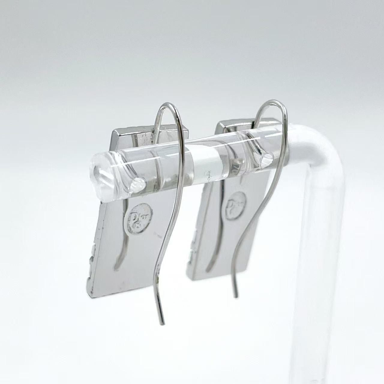 Christian Dior トロッター メタル シルバー×ブルー ピアス