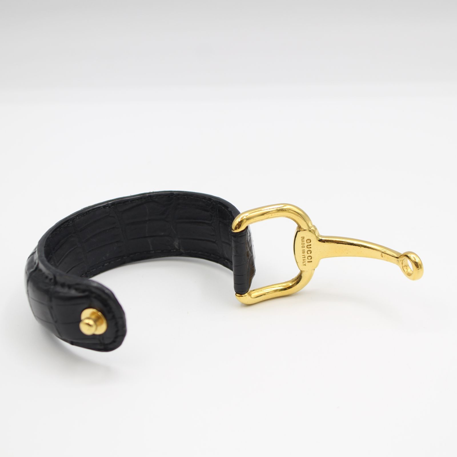 GUCCI ホースビット バングル ブレスレット ブラック× ゴールド金具 gaga0120l_1.jpg