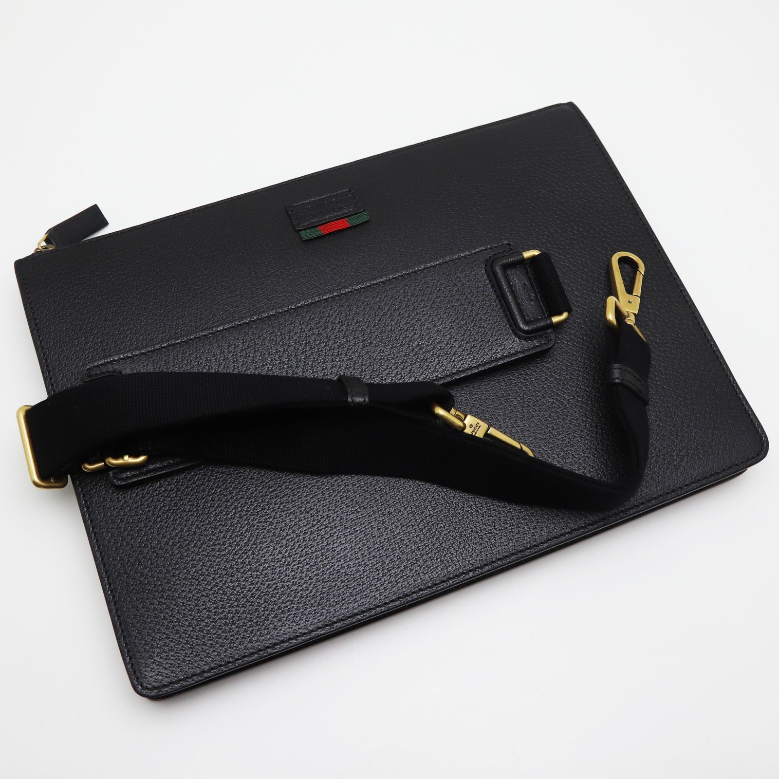 グッチ ブラックレザー ショルダーバッグ 中古・古着通販】GUCCI (グッチ) GUCCI レザーショルダーバッグ