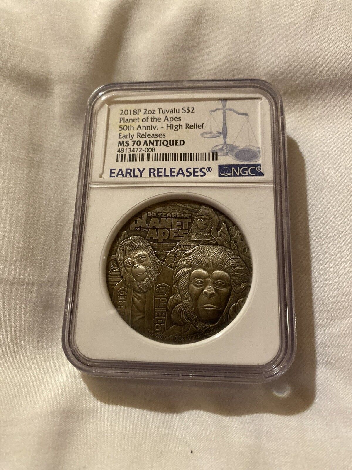 2018 Tuvalu Planet Of The Apes 50th Anniversary Early Releases MS70 ANTIQUED