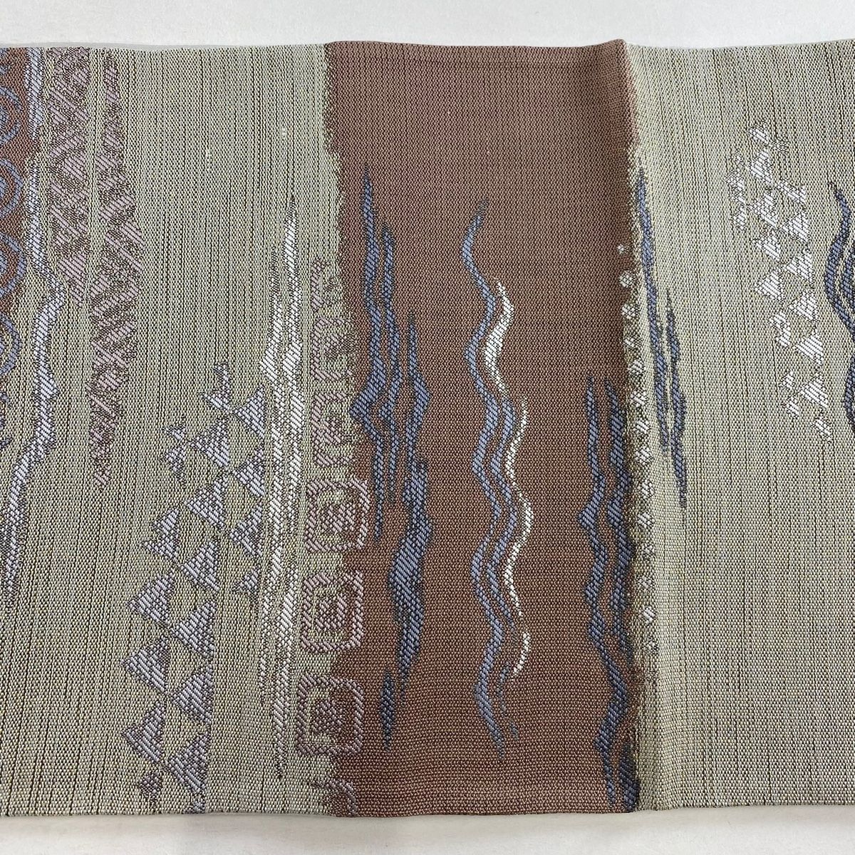 正絹　紬　六通袋帯【幾何学模様】No2675 楽天市場】袋帯 正絹 西陣織 六通柄 未使用 とみや織物謹製