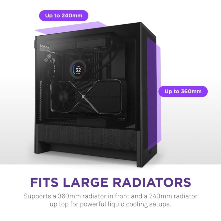 NZXT H5 Flow v2 Black 120mmファン 2基搭載 ミドルタワー ATX PC