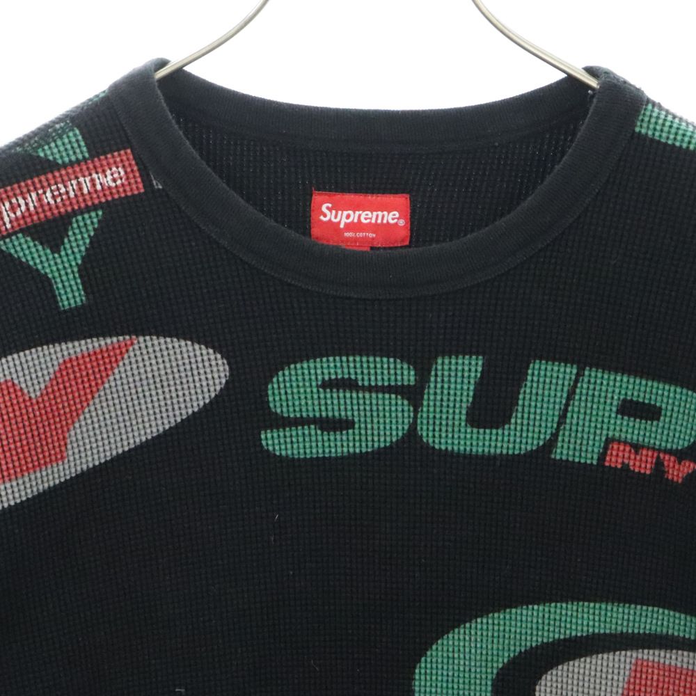 SUPREME18AW NY WAFFLE THERMAL ブラックシュプリーム SUPREME (シュプリーム) 18AW NY Waffle Thermal ワッフル