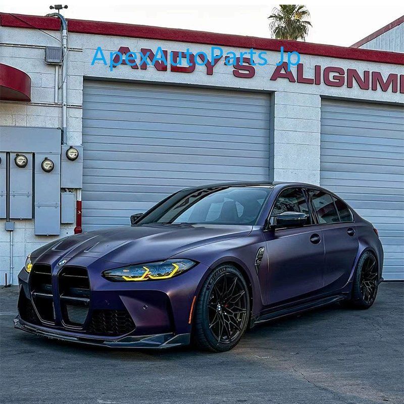 BMW M3 M4 G80 G82 エアロキット フロントバンパー ディフューザー フロントリップ パーツ｜光沢黒 カーボン調DL14LYX