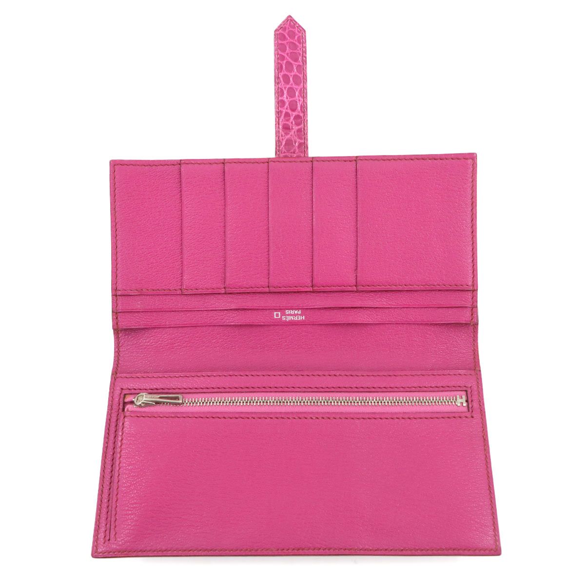 エルメス HERMES クロコダイル アリゲーター ベアンスフレ 長財布  