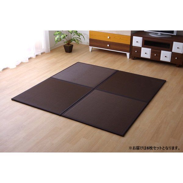 水拭きできる ポリプロピレン 置き畳 約ユニット畳 約 スカッシュ ブラウン 約82×約82×1.7cm 6枚1セット 軽量タイプ