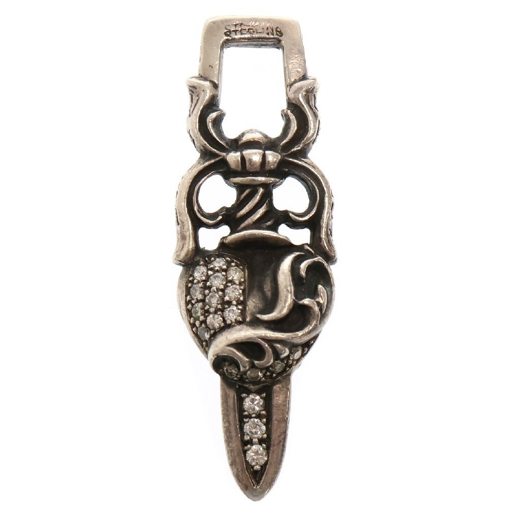 CHROME HEARTS クロムハーツ DAGGER HEART P DMND ダガーハート PAVEアフターダイヤ ペンダントトップ シルバー