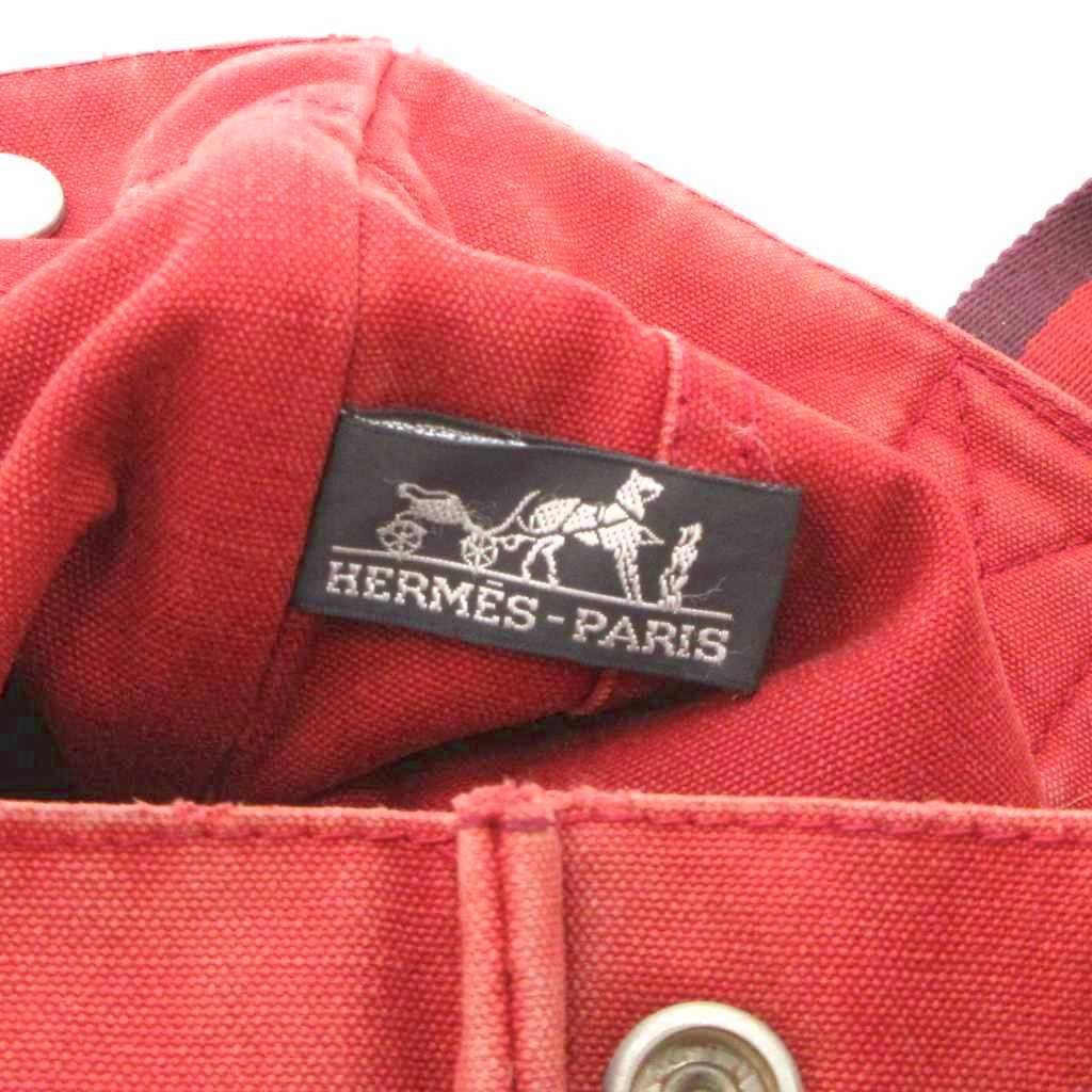 美品　エルメス　フールトゥ　PM ハンドバッグ　キャンバス　赤　レッド フールトゥ エルメス HERMES トートバッグ ハンドバッグ PM 赤