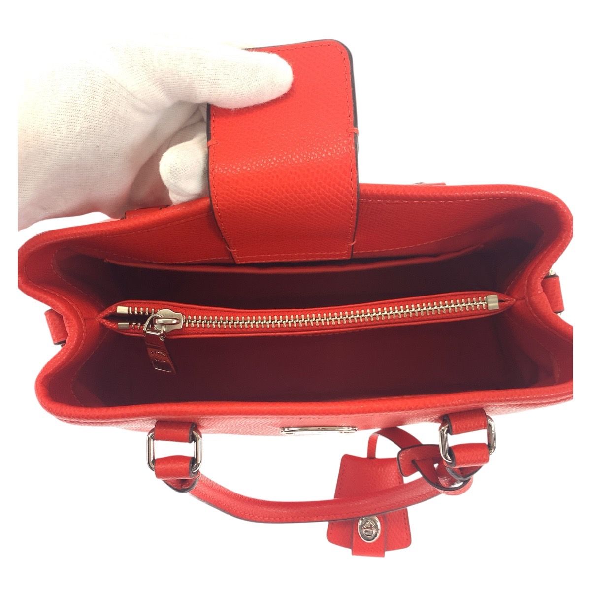 美品 COACH コーチ オレンジ シルバー金具 レザー 34835