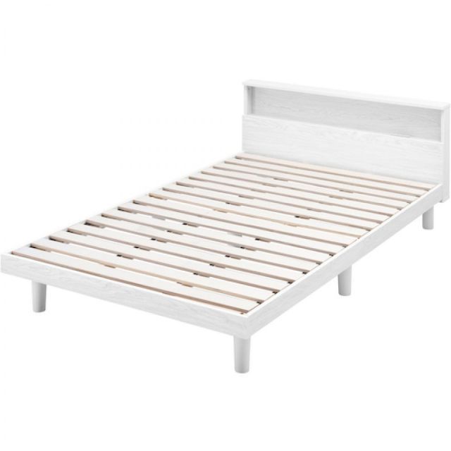 アイリスオーヤマ すのこベッド セミダブル SNB-SD ホワイト 通気性 2口コンセント付 ヘッドボード