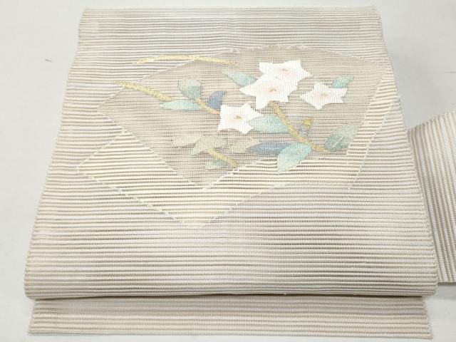 平和屋着物○京繍作家 合田峰太郎 塩瀬 九寸名古屋帯 手描き 雀 正絹