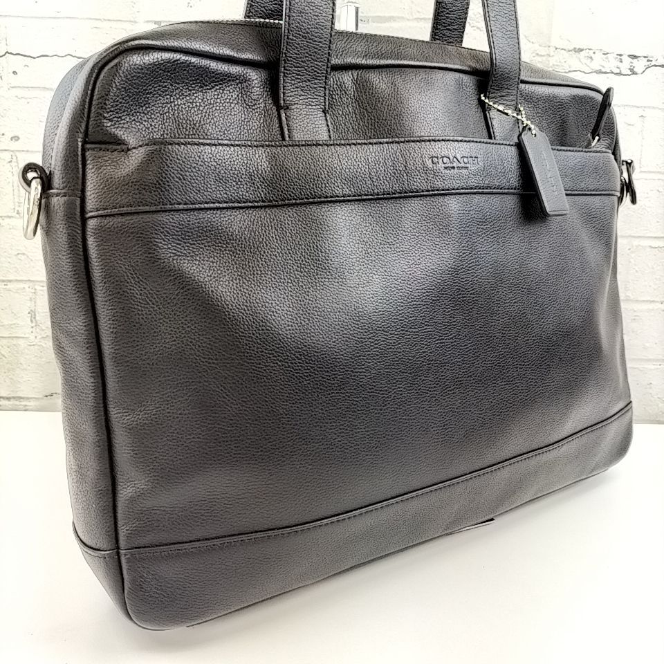 ✨美品♣コーチ☆ブリーカー◆2WAY♡ビジネスバッグ★上質レザー◇大容量☆A4可 COACH ブリーカー 2way ビジネスバッグ レザー シボショルダー黒