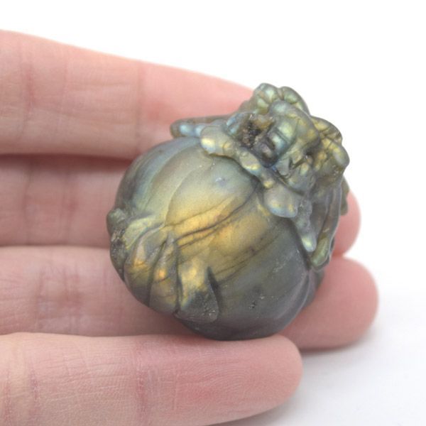 龍亀 ロングイの置物 ラブラドライト 2.5cm 天然石製 ドラゴンタートル