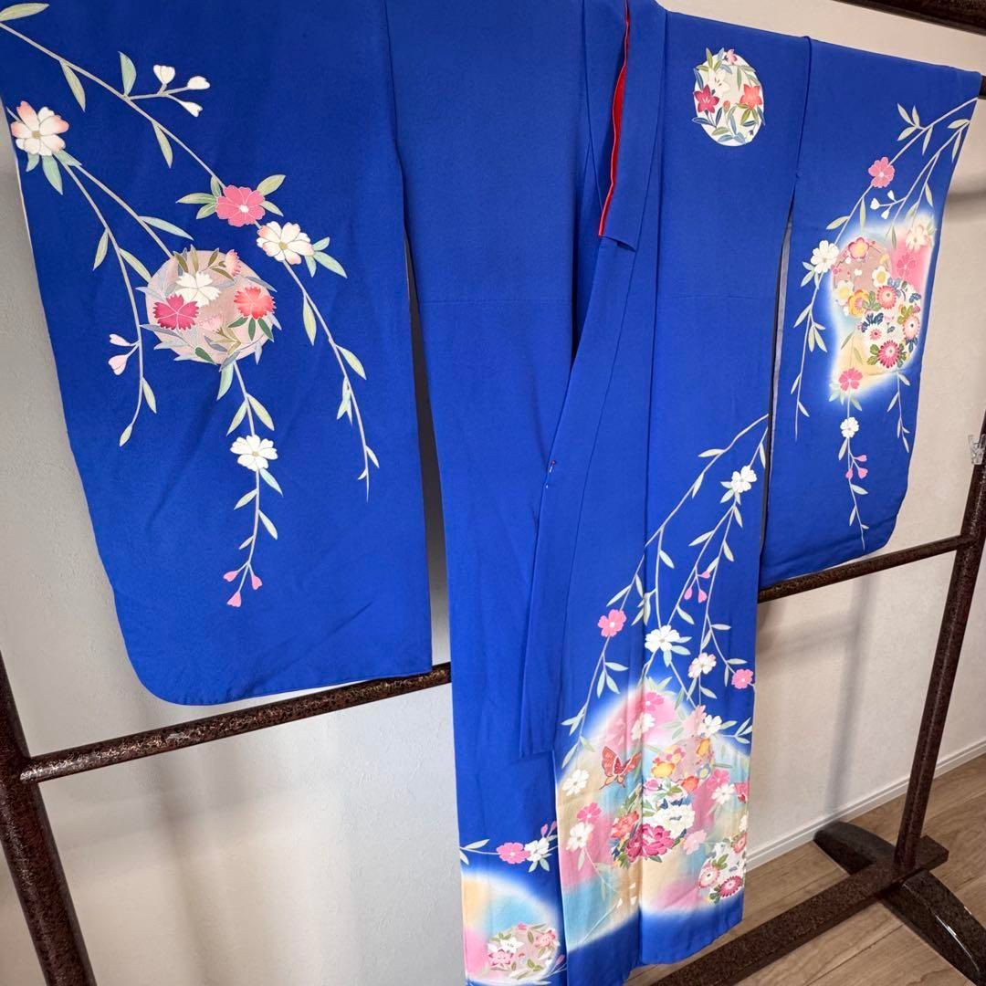 専用 J 超美品 七五三 7歳 フルセット 女の子 絹 着物 青 手書き友禅