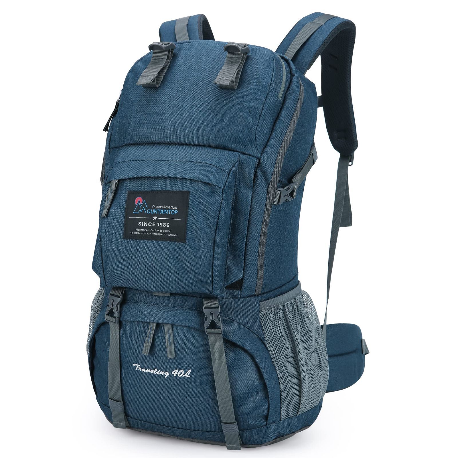 【在庫処分】バックパック アウトドア 40L スキー キャンプ 防災 リュック ハイキング 旅行 花見 登山 大容量 サック レインカバー付き マウンテントップ(Mountaintop) メンズ (ディープブルー)
