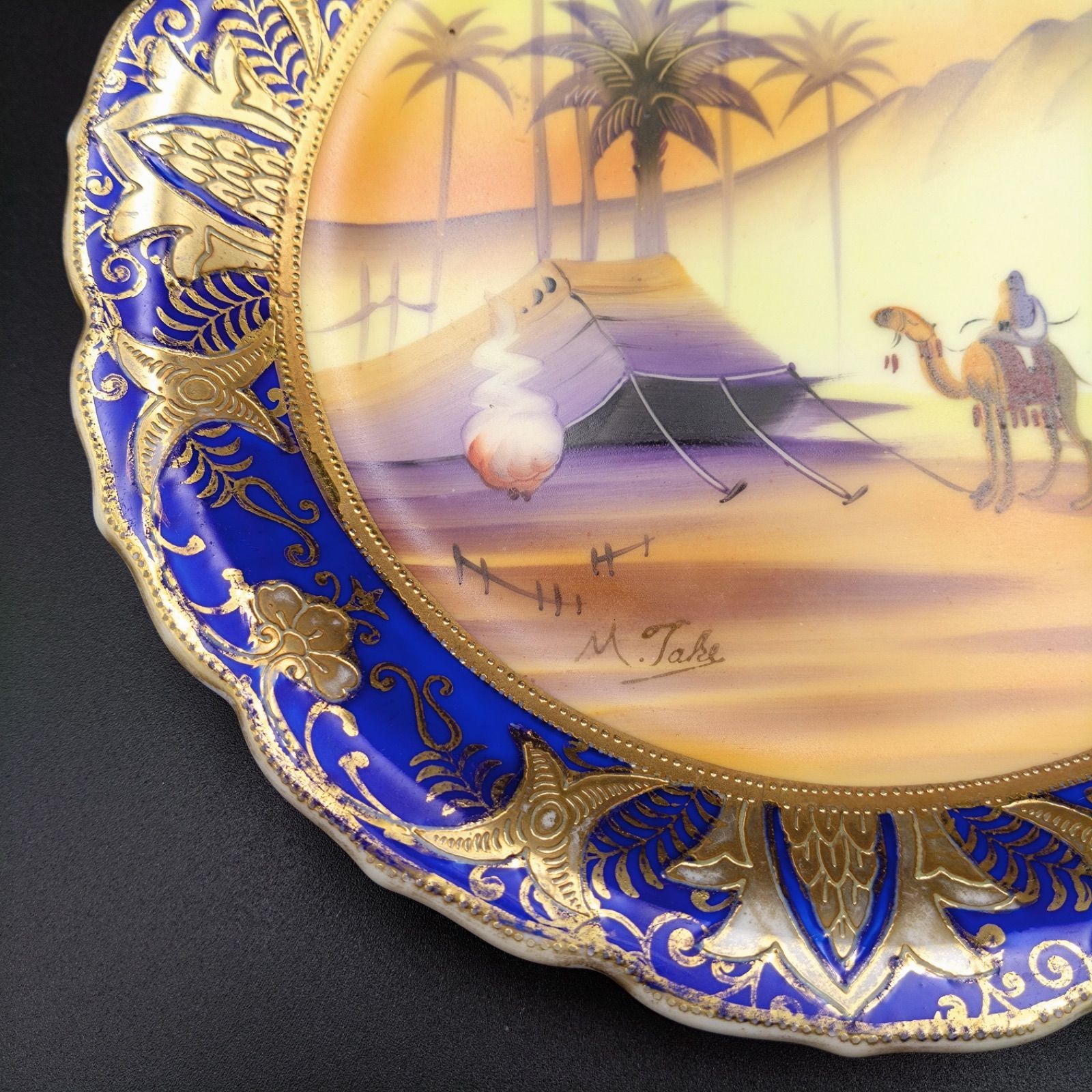 1847 【明治アンティーク】オールドノリタケ　風景図　手提皿　時代 オールドノリタケ 風景画 絵皿 飾り皿 ヴィンテージ