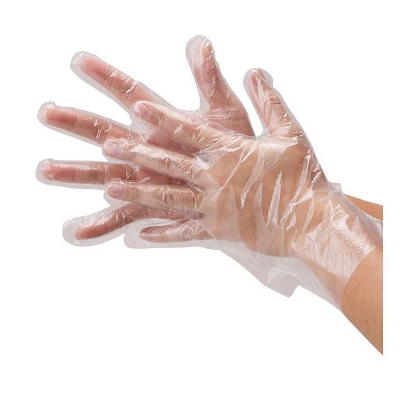 川西工業 ポリエチレン手袋 カタエンボス クリア S 2016 1セット 10000枚 100枚×100パック 使い捨て手袋 使いきり手袋