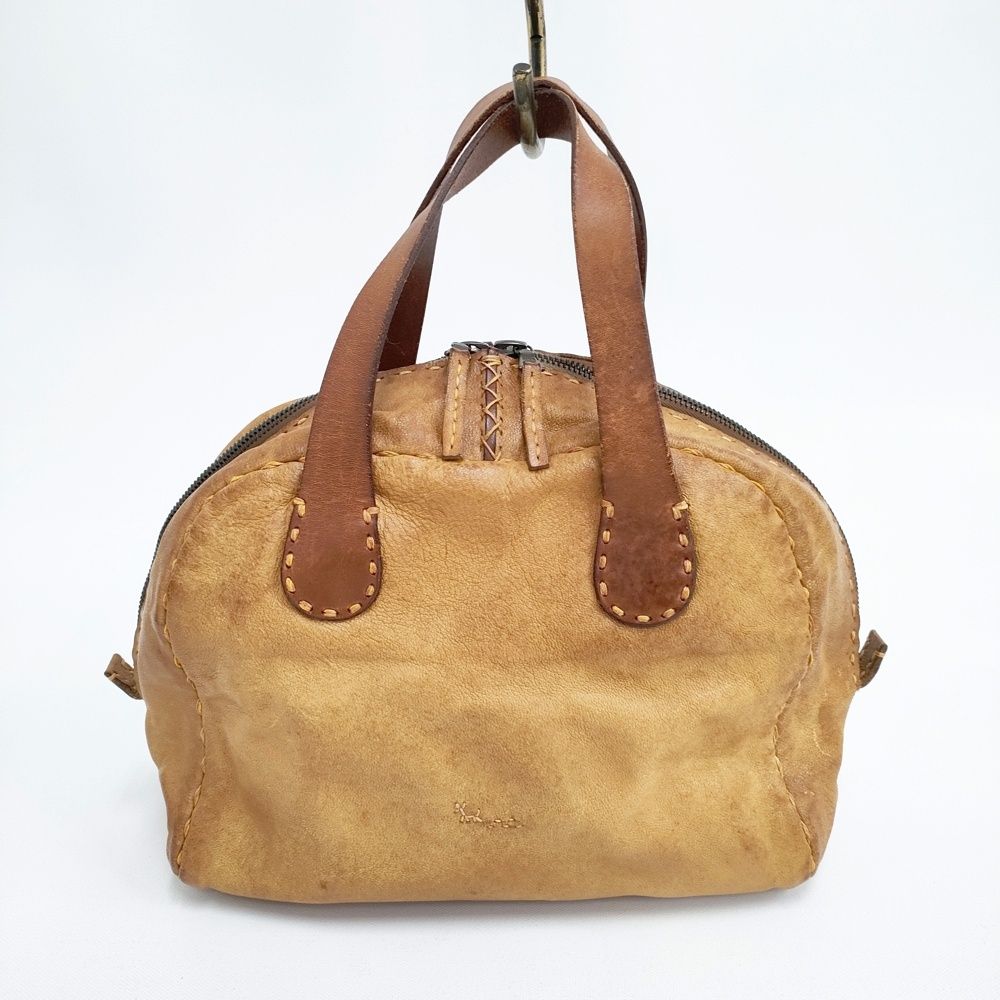 HENRY CUIR イタリア製 ミニボストン 革 加工レザー 犬 刺繍