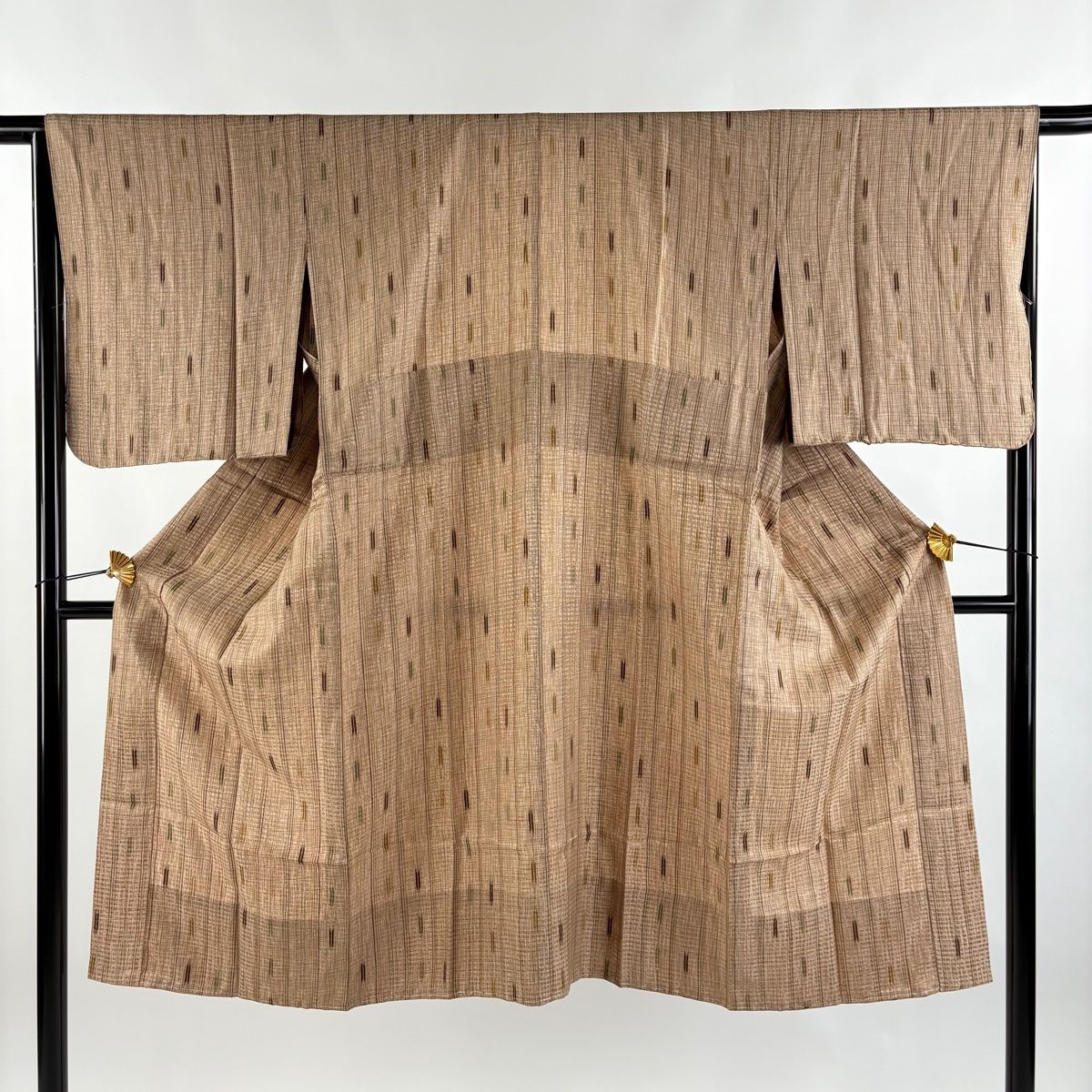 長襦袢 身丈123cm 裄丈66cm M 鈴乃屋 縞 幾何学模様 茶色 正絹 秀品