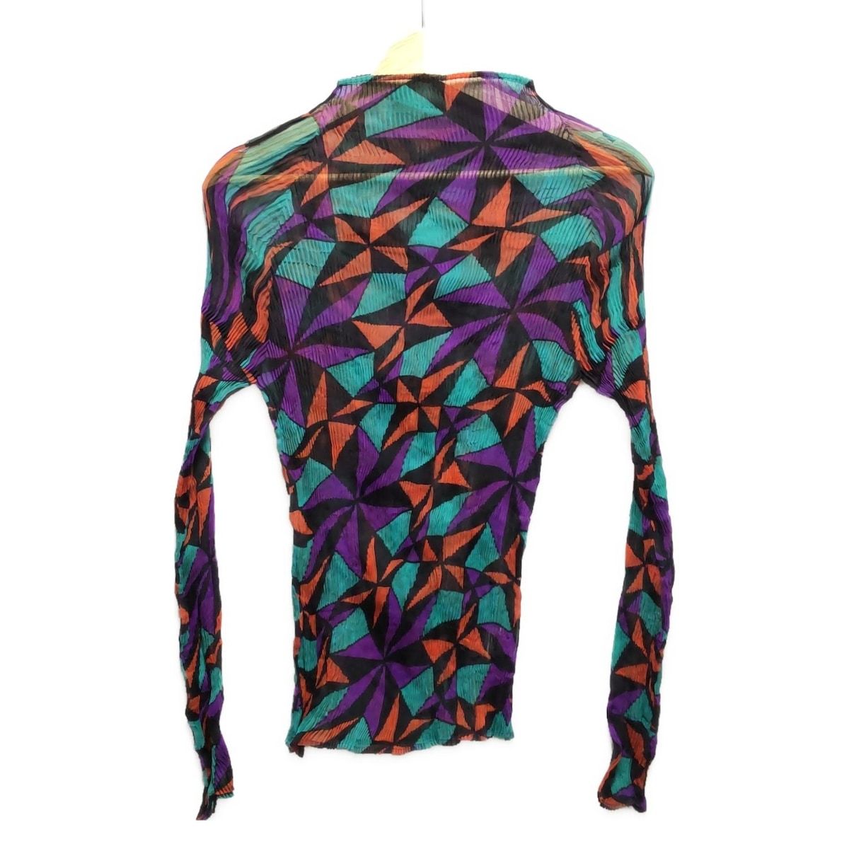 ISSEYMIYAKE イッセイミヤケ 長袖カットソー サイズ2 M レディース - グリーン×黒×マルチ タートルネック|プリーツ