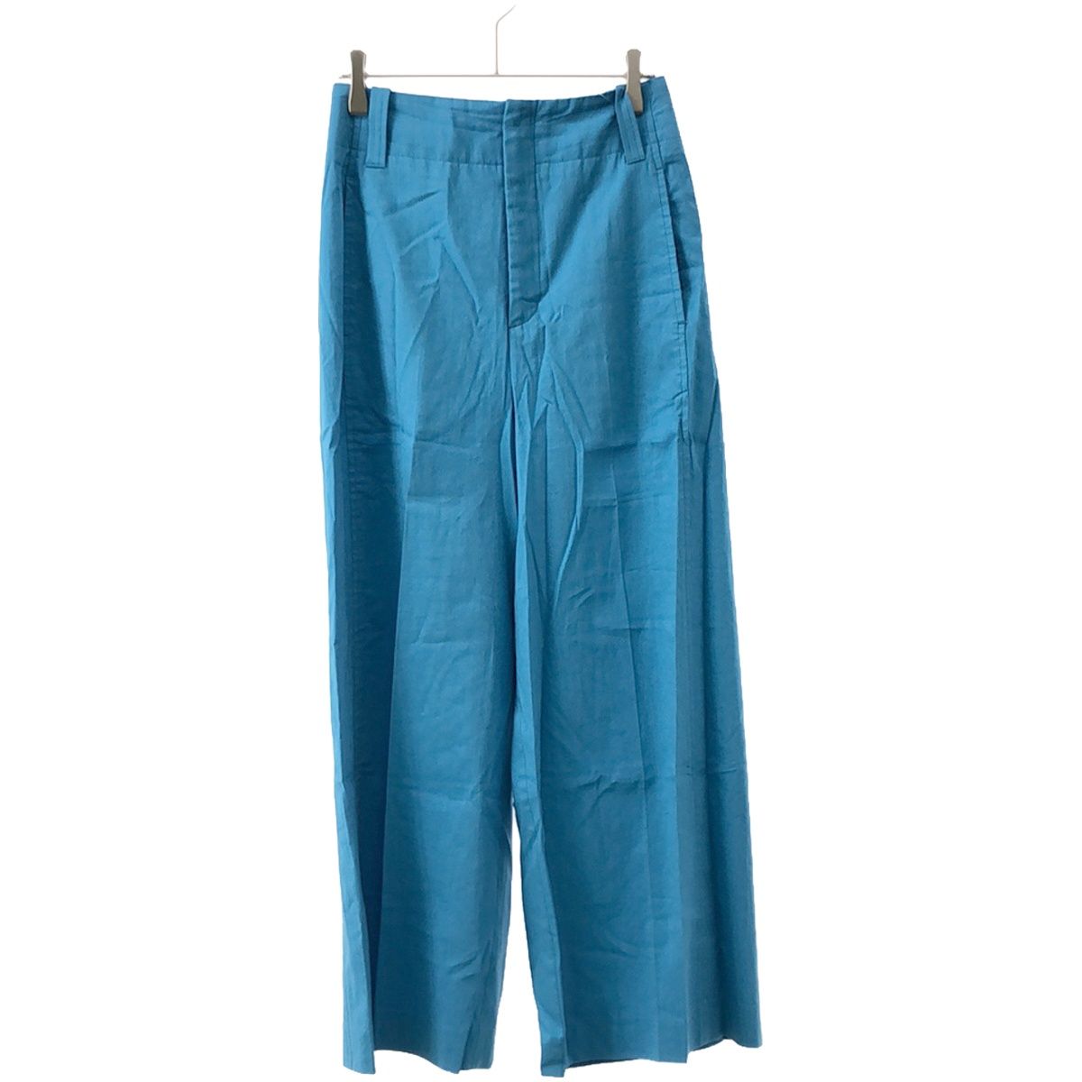 MACPHEE マカフィー レーヨンリネンコットン フレアクロップドパンツ 12-04-22-04403 ブルー 34