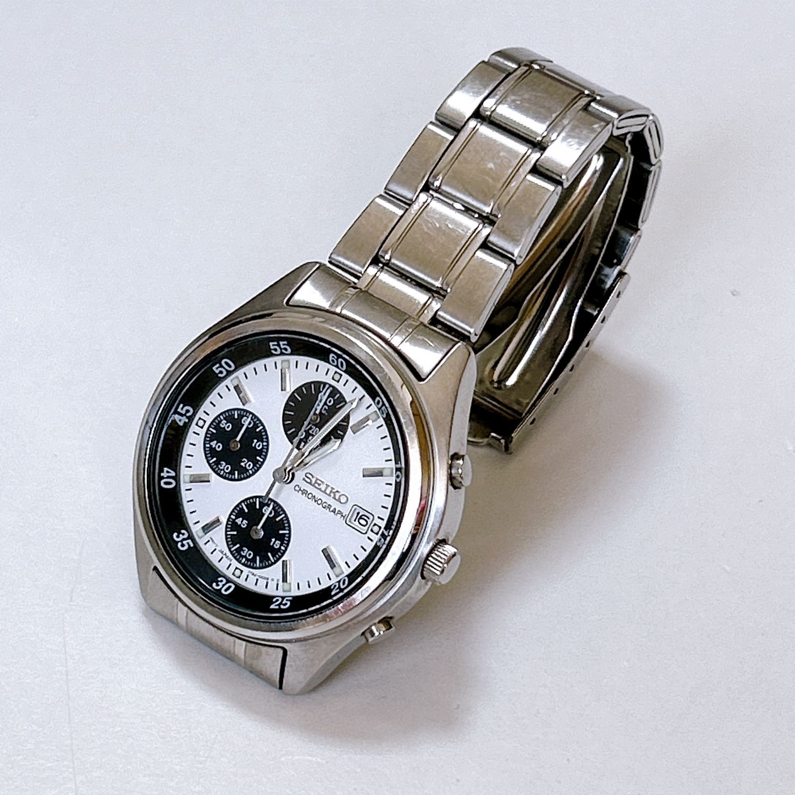 SEIKO セイコー クロノグラフ 腕時計 クオーツ 文字盤パンダ 不動品 ７T92-0CC0 管理番号KKVHARA３