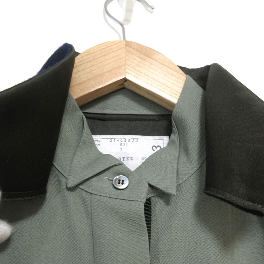 美品 21SS sacai サカイ Suiting Dress ハーフボタン 半袖 ロング丈
