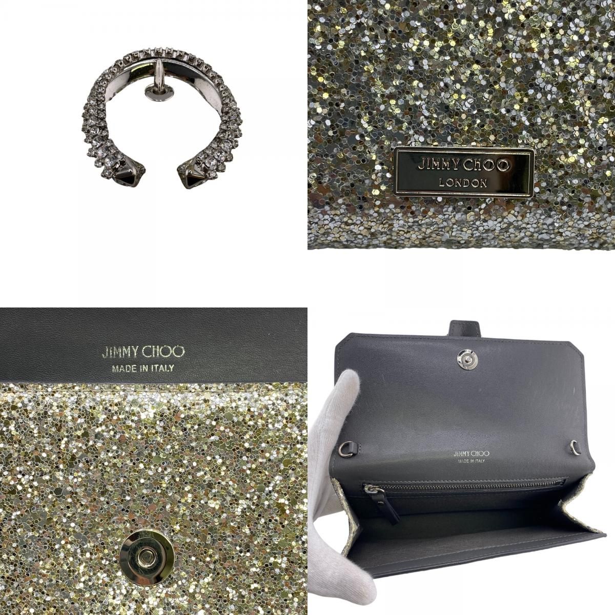 美品 JIMMY CHOO ジミーチュウ クラッチバッグ 長財布 ネイビー