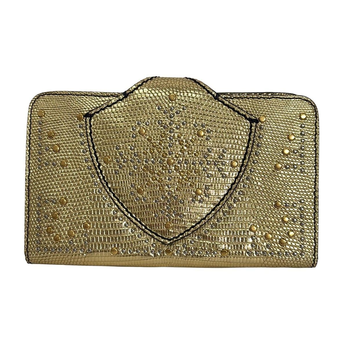 バーバリーロンドンイングランド 携帯電話ケース ゴールド フォンケース フォンクラッチ スタッズ 型押し加工 レザー