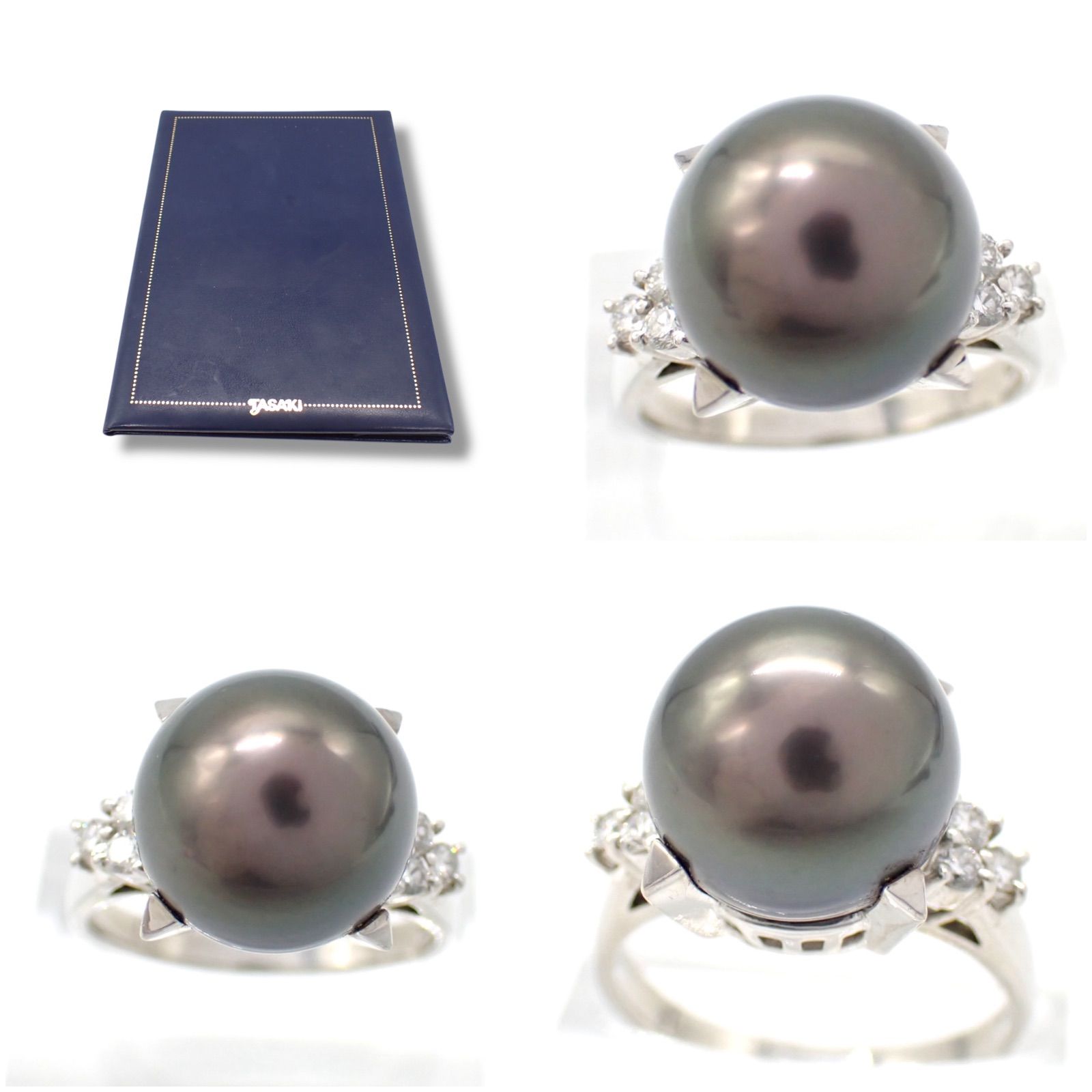 タサキ 12.5㎜ 黒蝶真珠 0.23ct ダイヤ リング Pt900 4313 - メルカリ