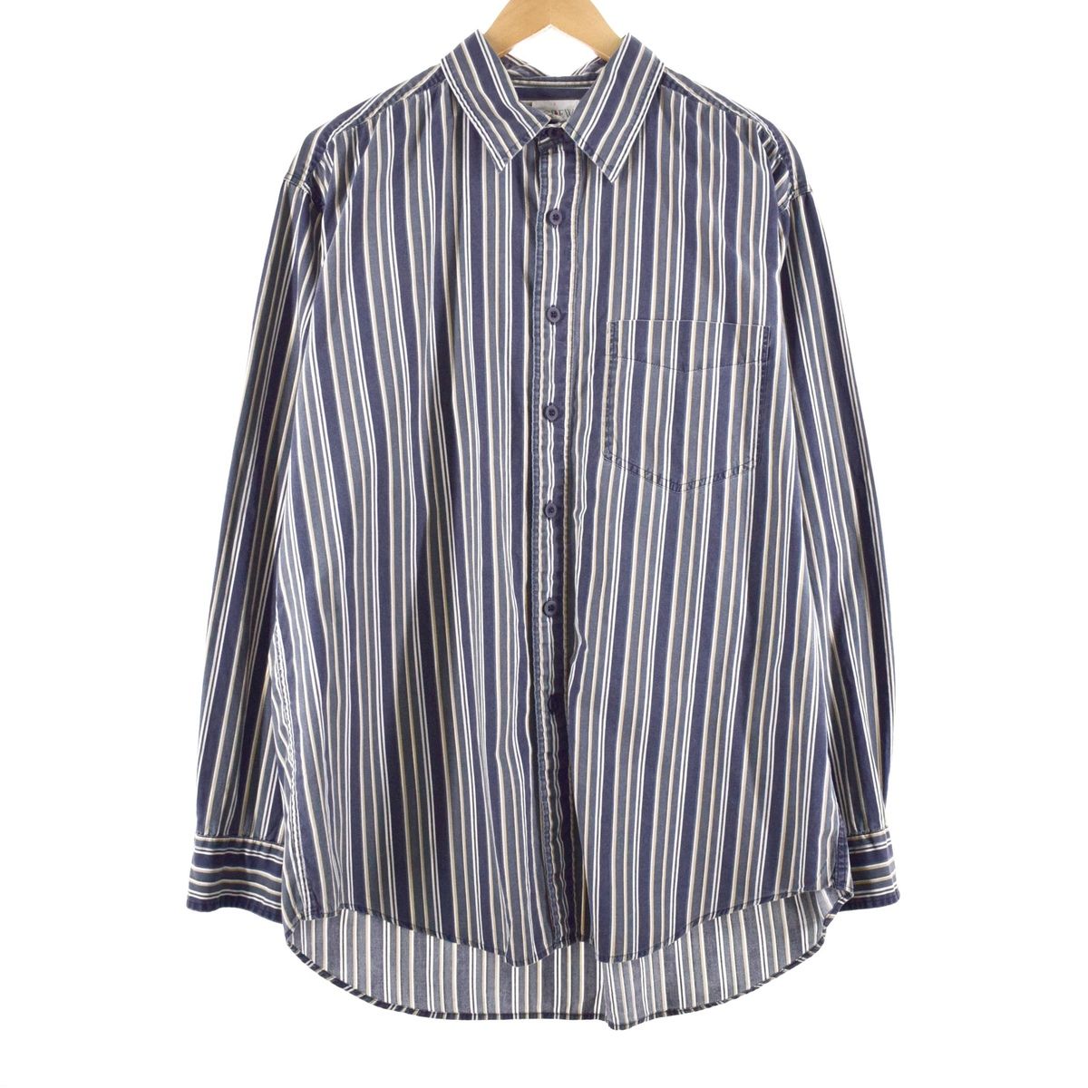 古着 ジェイクルー J.Crew マルチストライプ 長袖 コットンストライプシャツ メンズL/eaa341114