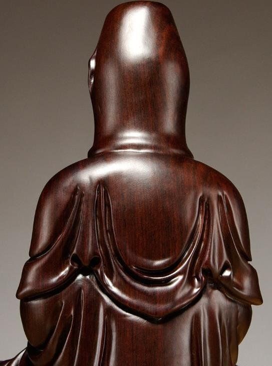 人気新品☆仏教美術 精密細工 木彫り 黒檀木 観音菩薩像 仏像 置物 高