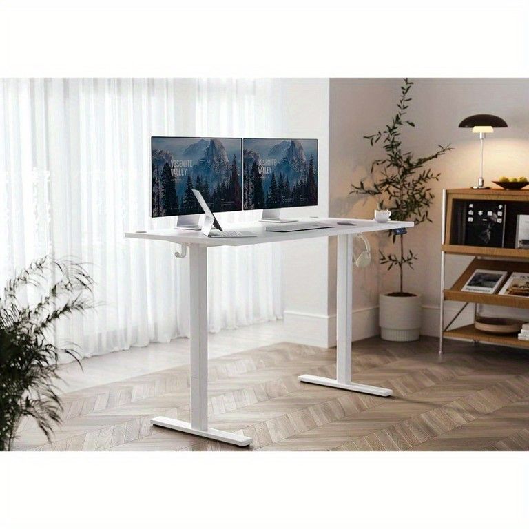 高さ調整 電動昇降デスク 幅100cm 奥行60cm オフィス|PCデスク スタンディングデスク 初心者向け 在宅ワークに最適 ホワイトフレーム