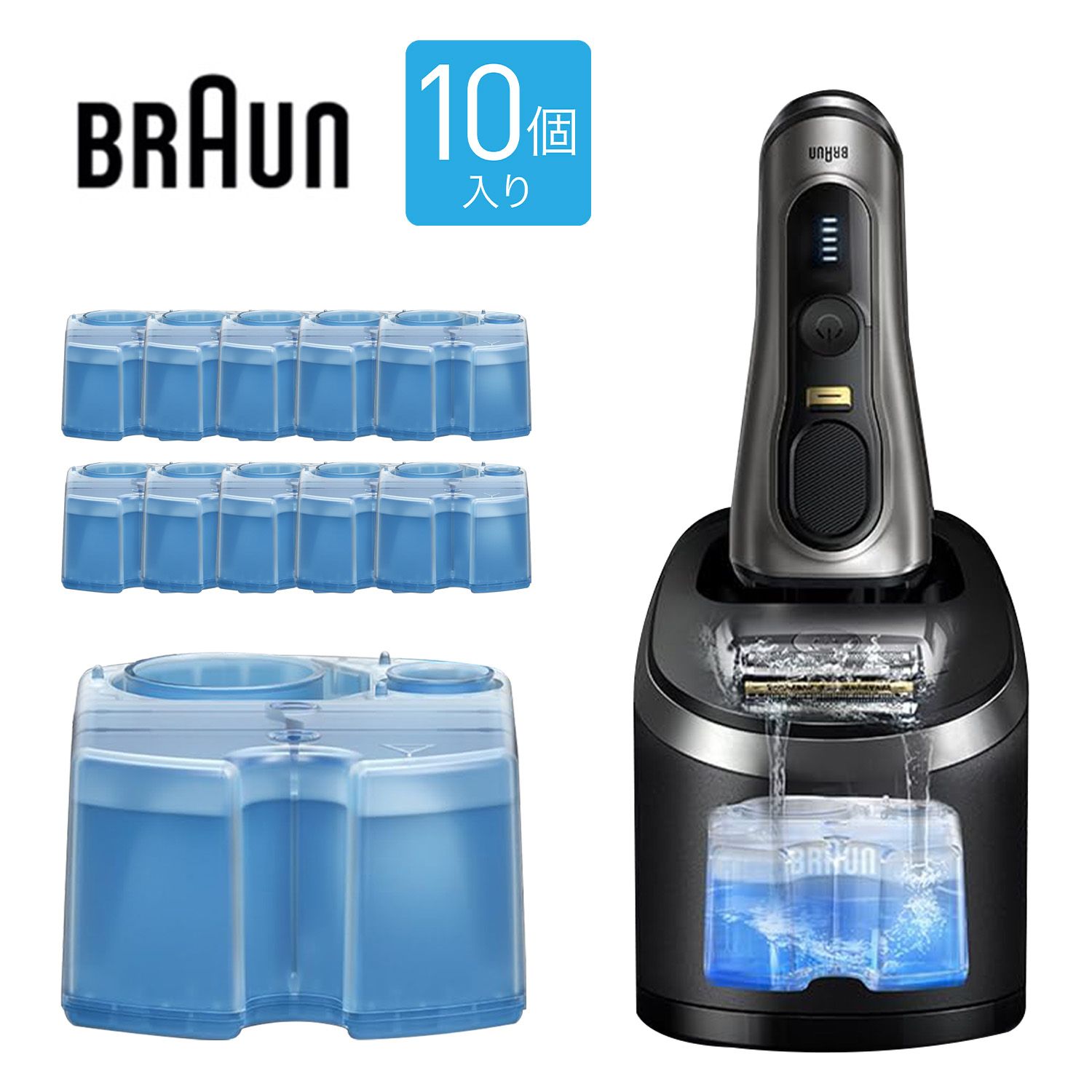 BRAUN CCR10 シェーバー専用 洗浄液 10個入 カートリッジ 交換用 洗浄 除菌 アルコール メンテナンス シェーバー シェービング ブラウン (10)
