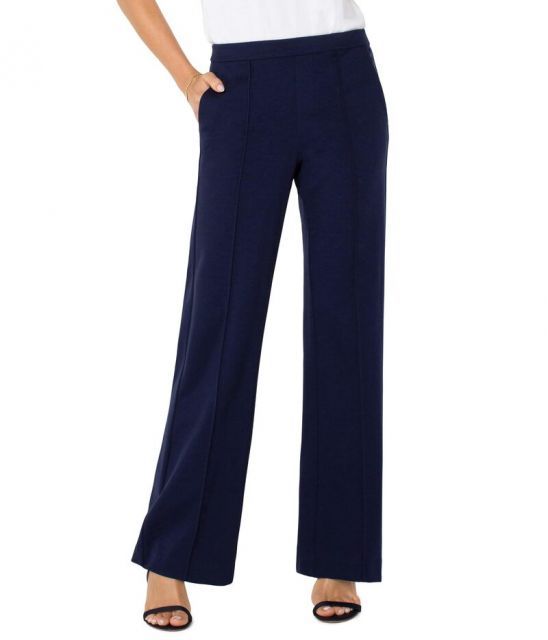 【送料無料】 リヴァプール ロサンゼルス レディース カジュアルパンツ ボトムス Petite Pull On Wide Leg Trouser Cadet Blue