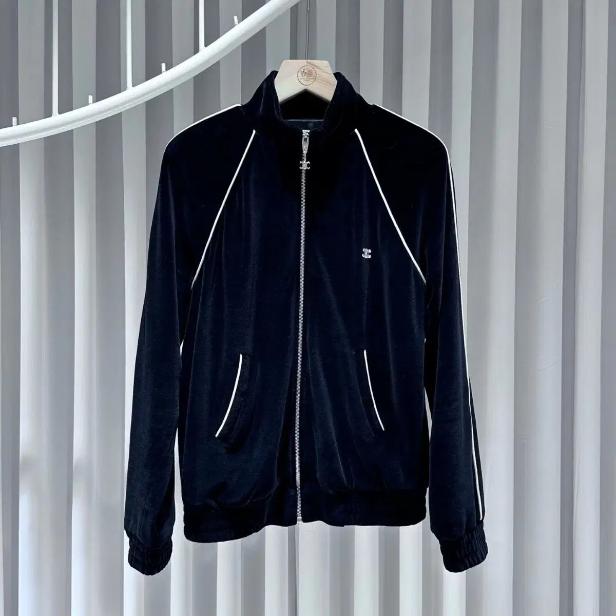 M CELINE セリーヌ ベロア トラック ジャケット ジップアップ 黒