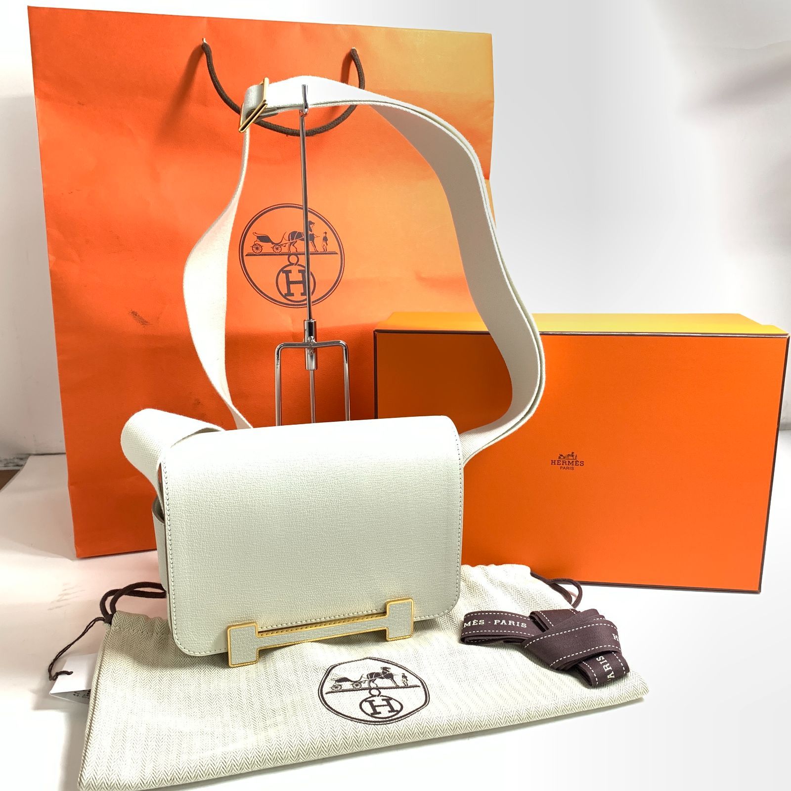 エルメス HERMES ゲタ マッシュルーム ショルダーバッグ バッグ シェーブル シェーブル B刻印（2023年製造） レディース ホワイト系 【中古】 f001 I 未使用 真贋保証 エルメス HERMES ゲタ マッシュルーム B刻印