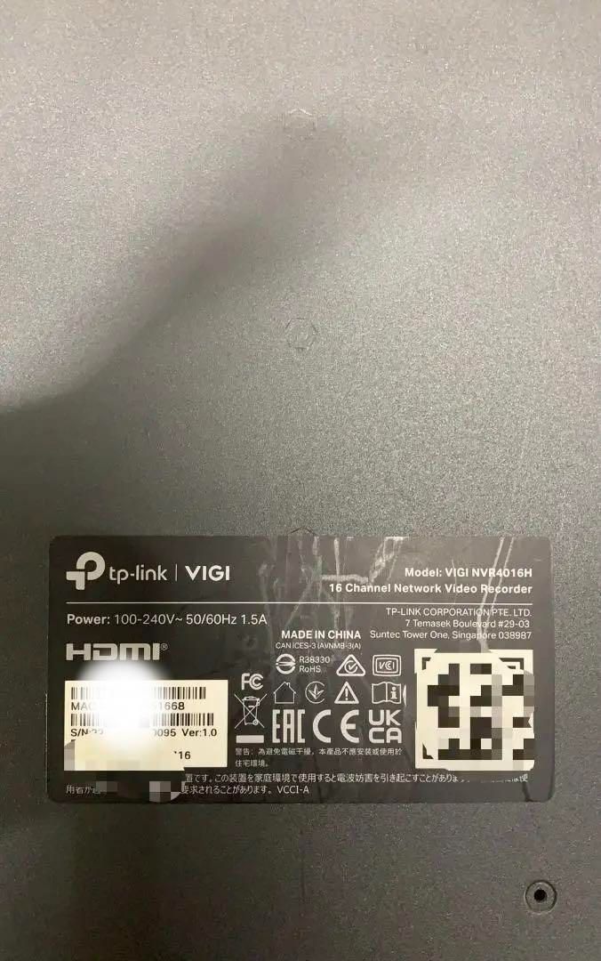 16チャンネル ビデオレコーダー