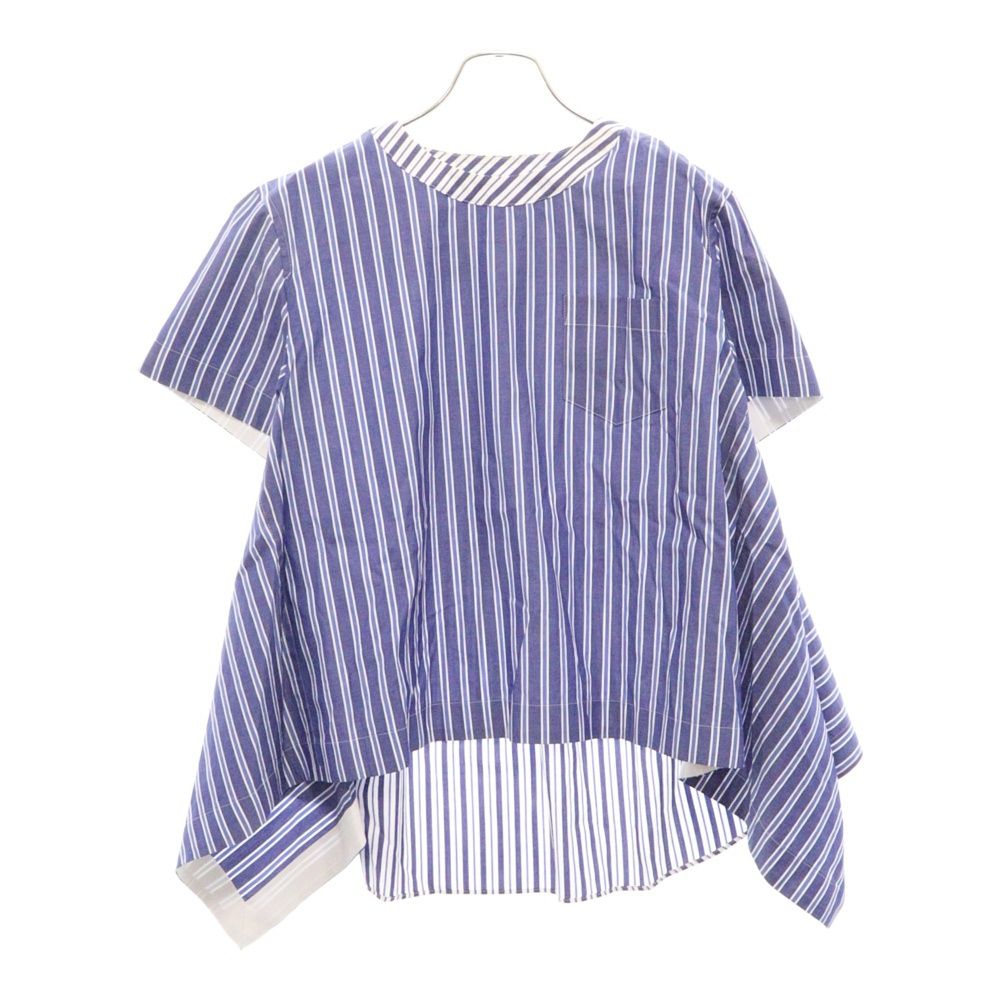 Sacai (サカイ) Flare T-shirt ショルダージップ ストライプ柄 