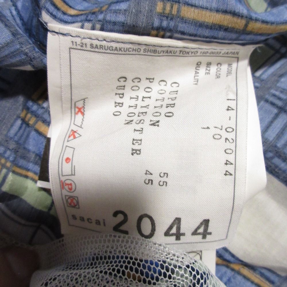 美品 sacai サカイ アシンメトリー シフォン メッシュ プリーツ