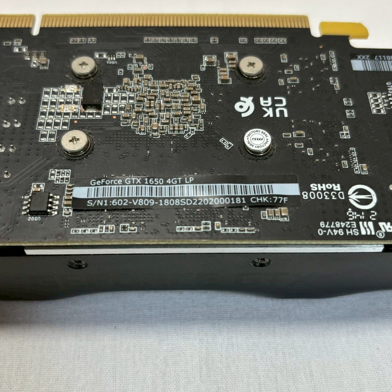 付属完備 MSI|GeForce|GTX|1650|LP|4GB|GDDR5|ロープロファイルモデル|箱|説明書付|No.612